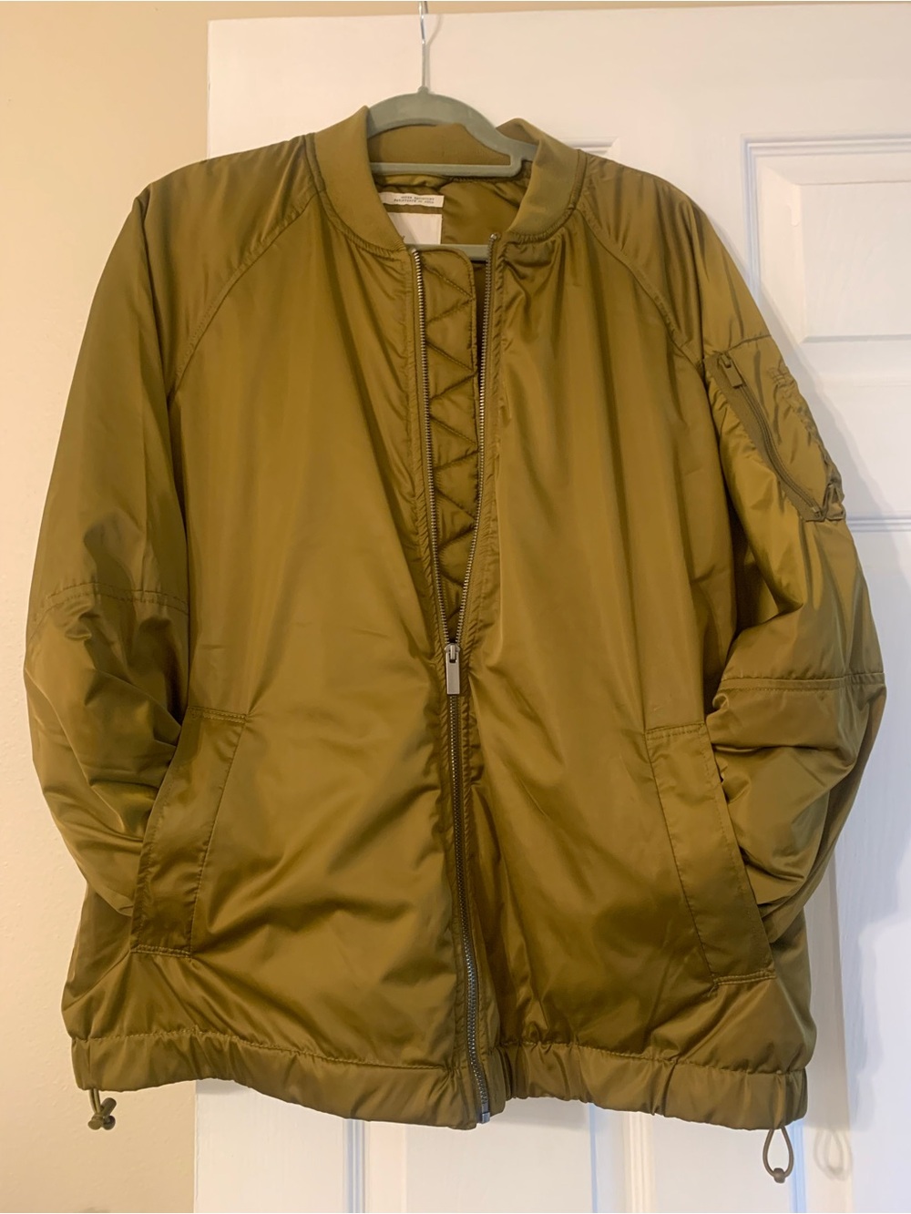 Olive Green Bomber Jacket - Women's Lightweight Zip-Up